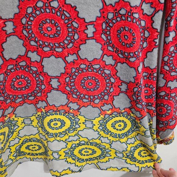 Estelle 60s Style All Over Print Round Neck Flare Sleeve A-line Dress Size Small - Picture 3 of 6